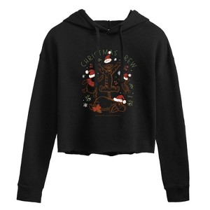 Women's - Winnie the Pooh - Tigger, Pooh, Eeyore, & Piglet Christmas Crew Cropped Graphic Hoodie - 1 of 3