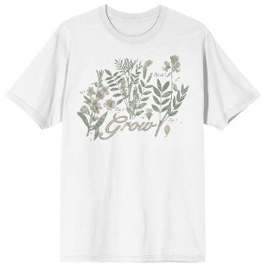 Vintage Botanical Grow Crew Neck Short Sleeve White Adult T-shirt - 1 of 4