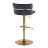 30" Velvet Glam Swivel Adjustable Barstool with Padded Seat and Rounded T Footrest for Kitchen or Home Bar, Set of 2 - 4 of 4