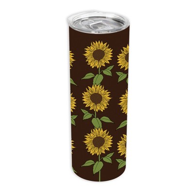 Elanze Designs Bright and Cheery Sunflower Pattern 20 ounce Stainless Steel Travel Tumbler with Lid For Your On The Go Beverages