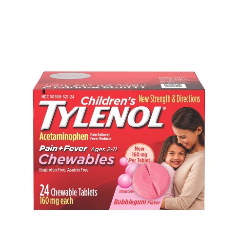 Children's Tylenol Pain + Fever Relief Chewables - Acetaminophen - Bubble Gum - 24ct - image 1 of 4