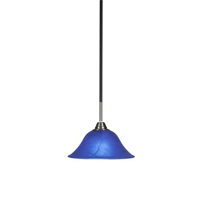 Toltec Lighting Paramount 1 - Light Pendant in  Matte Black/Brushed Nickel with 10" Blue Italian Shade