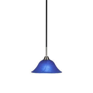 Toltec Lighting Paramount 1 - Light Pendant in  Matte Black/Brushed Nickel with 10" Blue Italian Shade - 1 of 1