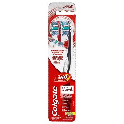 Colgate 360° Advanced Optic White Toothbrush - Medium - 2ct