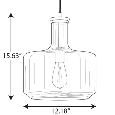 Latrobe Matte Black 14" Drum Pendant with Clear Glass Shade