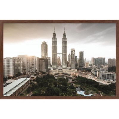 Glans Suradam Conform Trends International Wonders Of The World - Petronas Towers Framed Wall  Poster Prints Mahogany Framed Version 22.375" X 34" : Target
