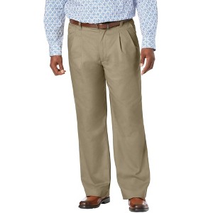 KingSize Relaxed Fit Wrinkle-Free Expandable Waist Pleated Pants - 1 of 4