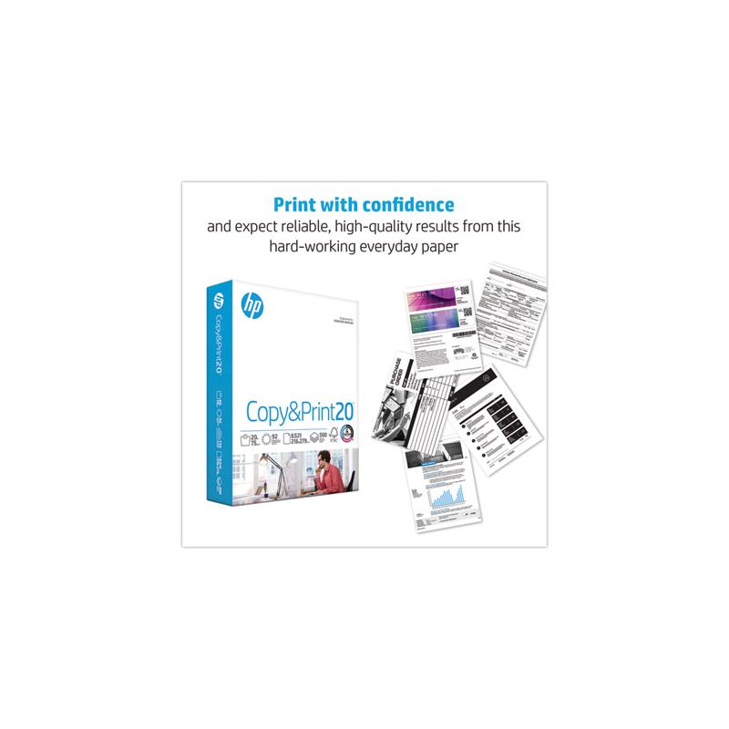 HP Papers CopyandPrint20 Paper, 92 Bright, 20 lb Bond Weight, 8.5 x 11, White, 400 Sheets/Ream, 6 Reams/Carton, 3 of 7