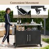 BAOURE 54.5" Black Outdoor Kitchen Island with Stainless Steel Tabletop, Metal Grill Cart with Storage Cabinet & Lockable Wheels - 2 of 4