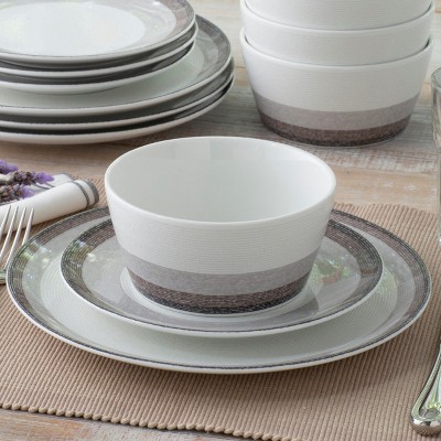 Canyon White Porcelain 12-Piece Dinnerware Set, Service for 4