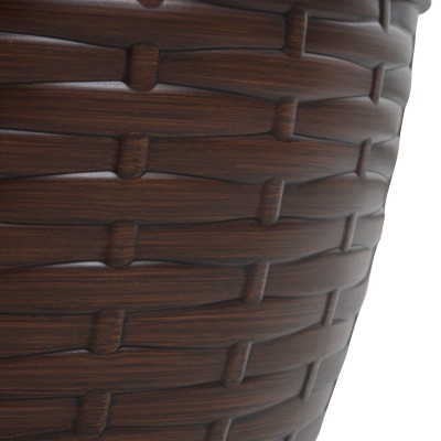 Bronze Wicker High-Density Resin Garden Hose Pot with Drainage