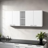 HomeRoots 59" White Wood Wall Mounted Accent Cabinet With Four Doors - 2 of 4
