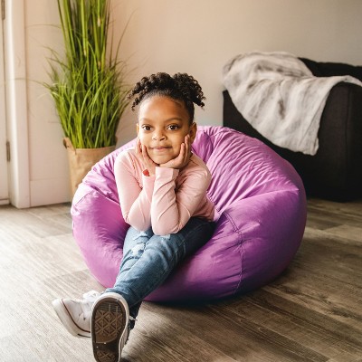 Radiant Orchid Polyester Bean Bag Chair with Removable Cover