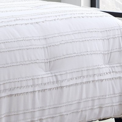 Boston White Cotton King Comforter Set with Decorative Pillows
