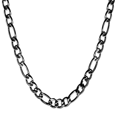 Crucible Men's Black Plated Stainless Steel Figaro Chain Necklace