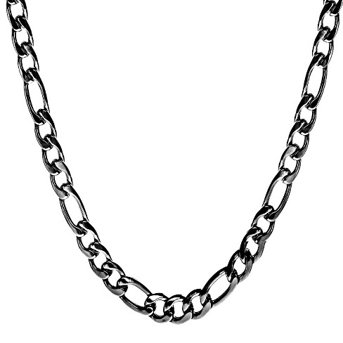 Crucible Men S Black Plated Stainless Steel Figaro Chain Necklace Target