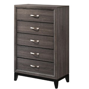 ORRD Contemporary 5-Drawer Tall Chest - Gray Finish Wooden Dresser with Metal Pulls for Bedroom Storage Organization - 1 of 4