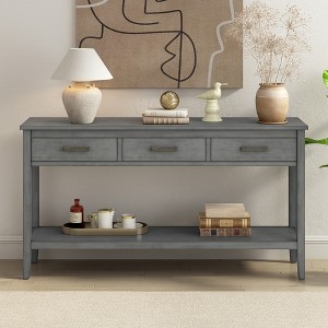Bella Depot 59.1" Console Table with 3 Drawers and 1 Shelf - 1 of 4