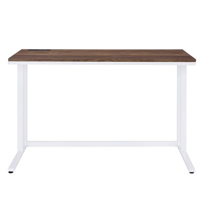 GlasFlength Desks Metal Frame Rustic Computer Desk Gaming Desk Home Office Desk Simple Design for Small Spaces, Brown, 47"*24"*30"