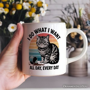 I Do What I Want Cat Mug, Retro Sarcastic Cat Lover Gift With | OrnamentallyYou - 1 of 3