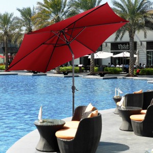 Costway 9FT Patio Umbrella Patio Market Steel Tilt W/ Crank Outdoor Yard Garden Burgundy - 1 of 4