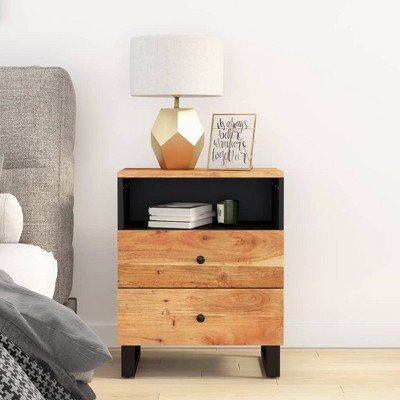 vidaXL Bedside Cabinet 19.7 in.x13 in.x24.4 in. Solid Wood Acacia&Engineered Wood