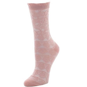 Natori Lace Trellis Cotton Blend Crew Socks One Size Fits Most - 1 of 1