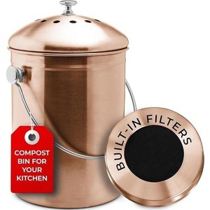 EPICA 1.3 Gallon Countertop Compost Bin | Odorless Stainless Steel Kitchen Composter with Lid & Filters - 1 of 4