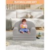 2-in-1 Kids Convertible Sofa & Lounger, Half-Moon Design Couch Bed, Fold Out Teddy Fleece Fabric Children's Sofa Bed, Machine Washable Cover - 3 of 4