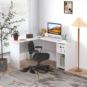 HOMLUX L Shaped Computer Desk 53" Corner Study Writing Desk w/Open Compartment & 2 Cable Management Holes - 1 of 4