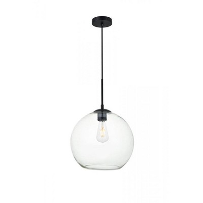 Elegant Lighting Baxter 1 Light Black Pendant With Clear Glass