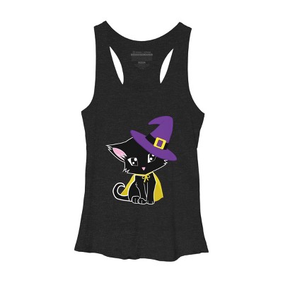 Women's Design By Humans Halloween Cat By AdrianaOliveira Racerback Tank Top