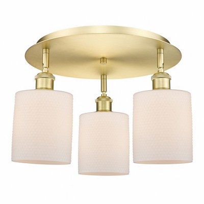 Cobbleskill - 3 Light Flush Mount In Art Deco Style-9.63 Inches Tall and 17.75 Inches Wide