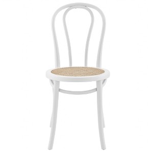 HomeRoots Set of Two Vintage Style White Cane Dining Chairs - 1 of 4