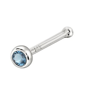 Jewelry Avalanche 22G 14K Gold Bezel-set Aquamarine Ball-end Nose Stud - 1 of 3