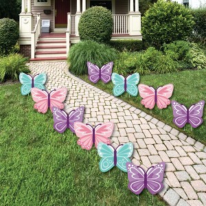 Big Dot of Happiness Beautiful Butterfly - Lawn Decorations - Outdoor Floral Baby Shower or Birthday Party Yard Decorations - 10 Piece - 1 of 4
