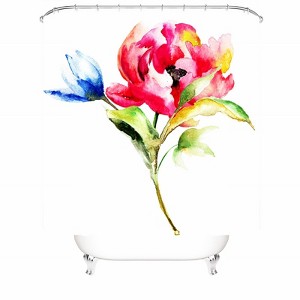 Blue Pink Flowers Shower Curtains for Bathroom Waterproof Fabric Bath Curtain Durable Soft Stylish Bathroom Decor 72x72 Inch - 1 of 1