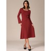 INSPIRE CHIC Women's Knit Midi A-Line Drawstring Back Square Neck Long Sleeve Dresses - 3 of 4