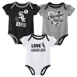 MLB Chicago White Sox Infant Girls' 3pk White Bodysuit - 1 of 4