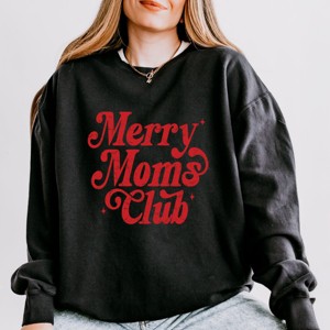 Merry Mom's Club Distressed - Women's Lightweight Garment Dyed Sweatshirt - 1 of 4