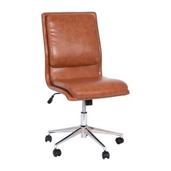 Flash Furniture Madigan Mid-Back Armless Swivel Task Office Chair with Upholstery and Adjustable Metal Base