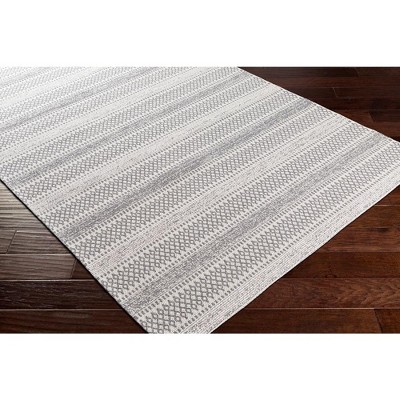 Stone Gray Striped Cotton Washable Area Rug