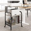 Acekool Large Mobile Printer Stand with Power Outlets and USB Ports, Adjustable 3-Tier Rolling Cart with Wheels for Home Office, Rustic Black - 2 of 4