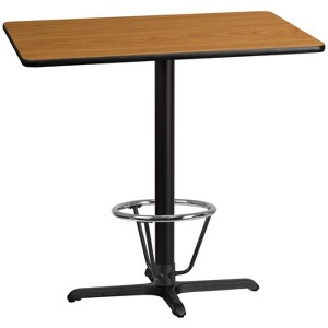 Flash Furniture 30'' x 42'' Rectangular Natural Laminate Table Top with 23.5'' x 29.5'' Bar Height Table Base and Foot Ring - 1 of 1
