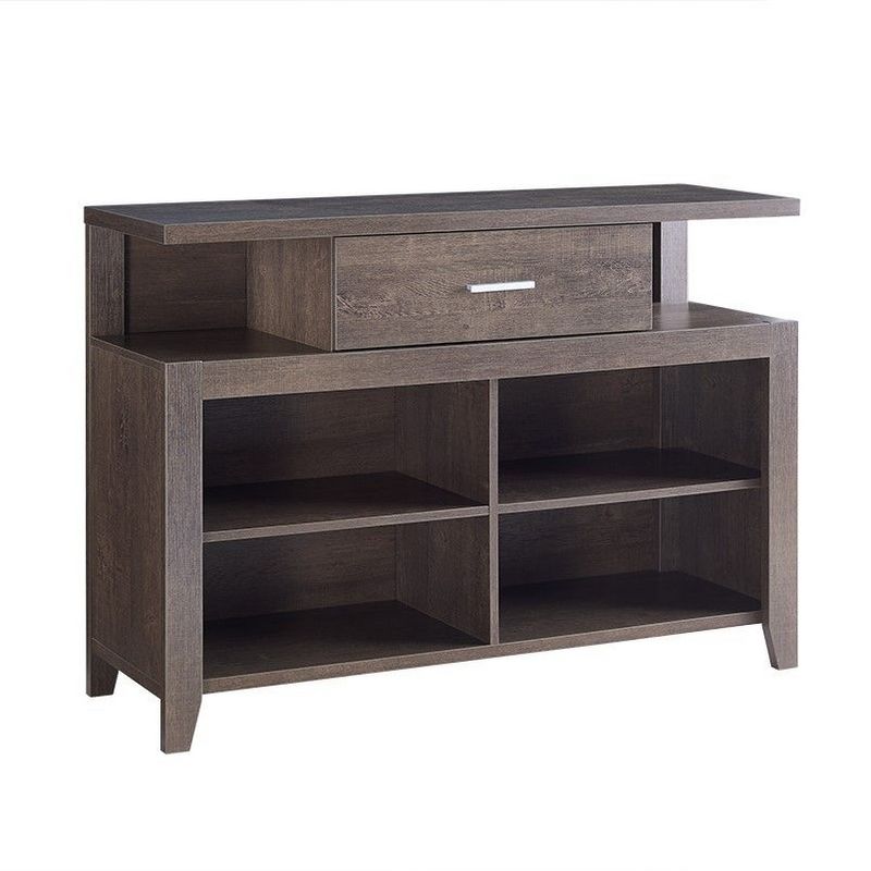 FC Design 47"W Sideboard Buffet Table with 6 Shelves and Drawer in Walnut Oak, 1 of 4
