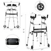 Costway Foldable Aluminum Alloy Walker Wheel Walking Frame with Seat & Armrest Pad - 3 of 4