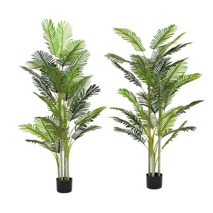 NicBex Artificial Palm Tree/Bamboo Set of 2 in Pots Tropical Faux Palm Trees with Bendable Fronds, Ready-to-Use Indoor/Outdoor Floor Plants - 1 of 4