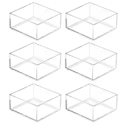 mDesign Plastic Square Desk Organizer for Office Desktop Drawers - 6 Pack, Clear