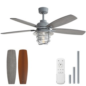 Sofucor Ceiling Fans with Lights and Remote Dimmable Quiet Ceiling Fans with Lights with Adjustable Drop Bar Cement for Bedroom Living Room Apartment - 1 of 4