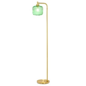 63" Wyatt Globe Shade Floor Lamp Green - River of Goods: UL Listed, Metal Base, Push Button Switch - 1 of 4